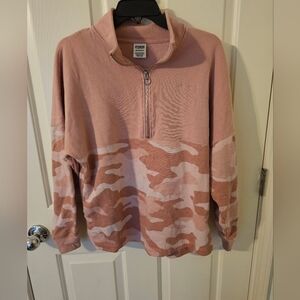 Victoria's Secret PINK Light Pink Camo Varsity Half Zip Pullover Size XS